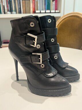 Authentic Alexander McQueen Moto Platform Stiletto Booties Size 9/39